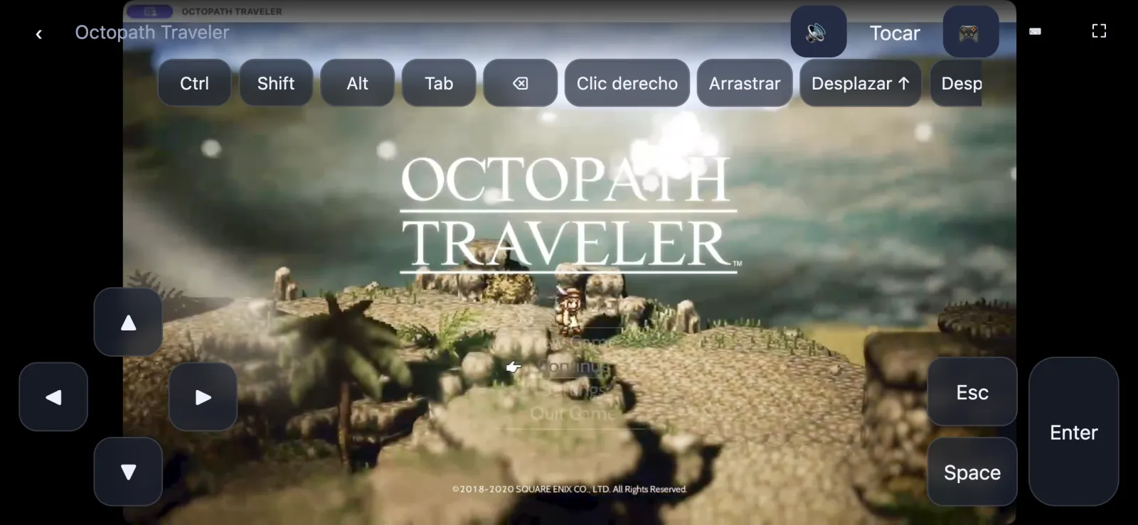 Octopath Traveler en un Mac, jugado desde el teléfono